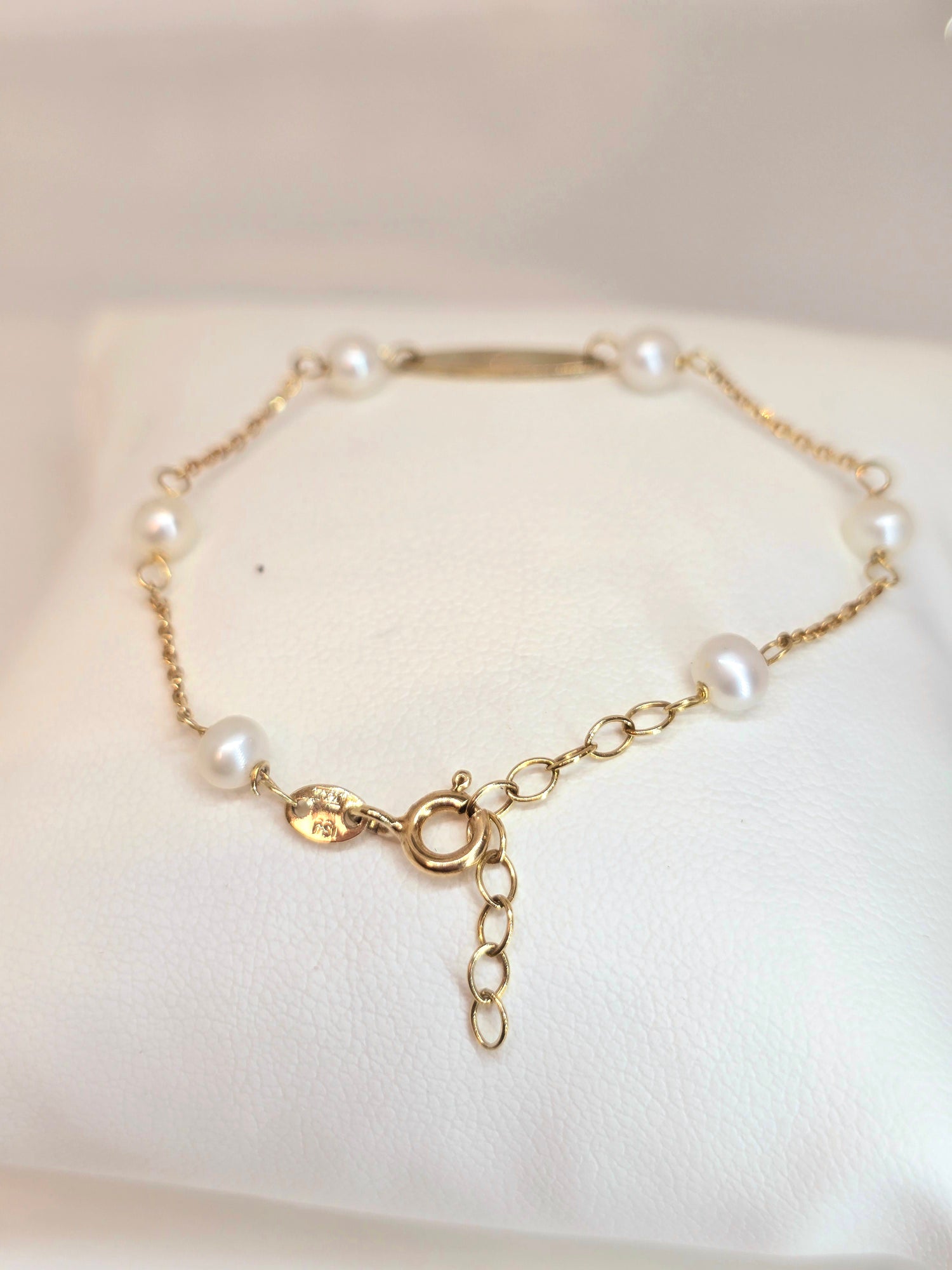 14K Pulsera ajustable niña con perlitas