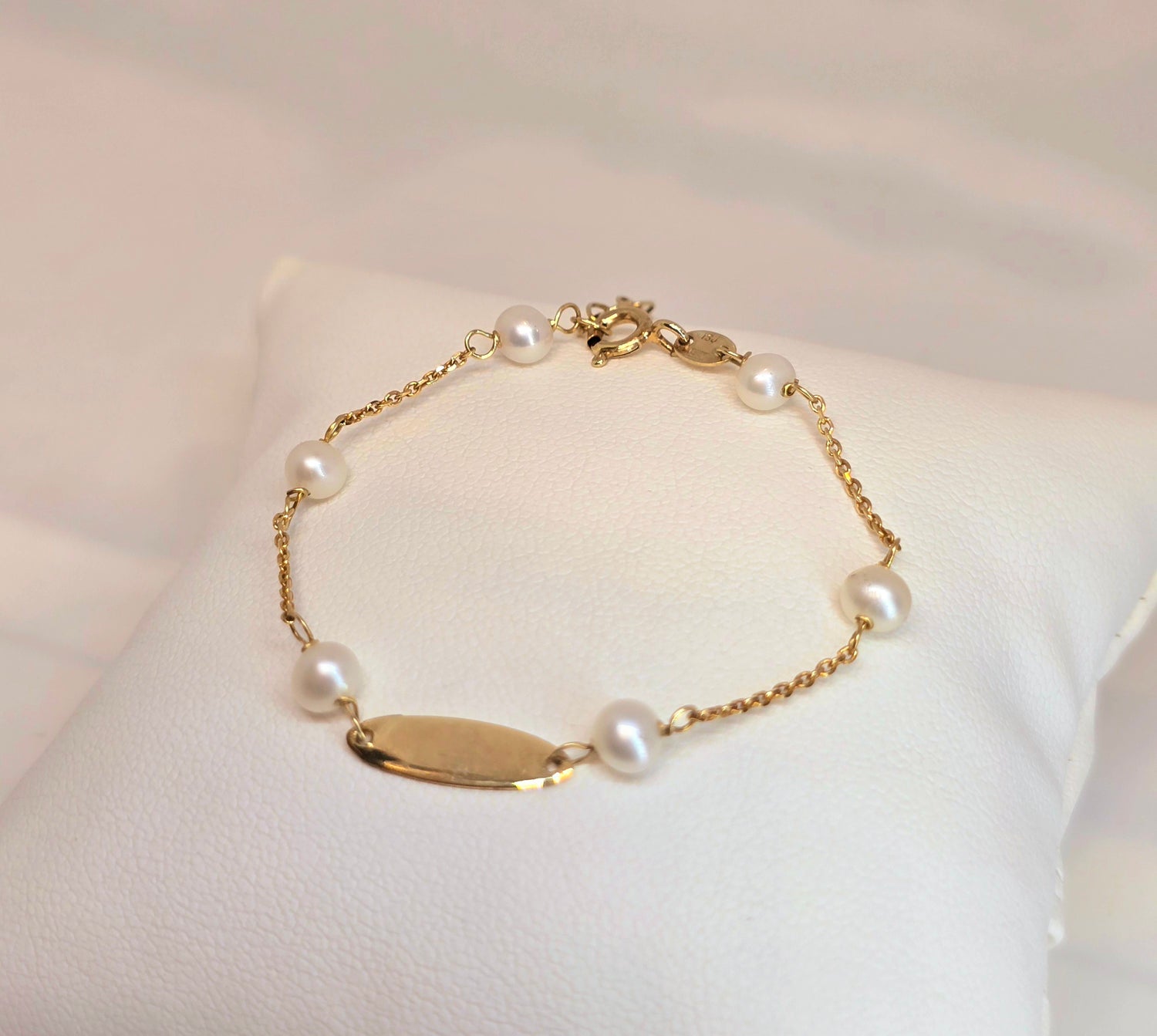 14K Pulsera ajustable niña con perlitas