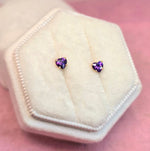 14k circon Corazón 4mm morado