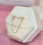 14K Piercing circon con cadena