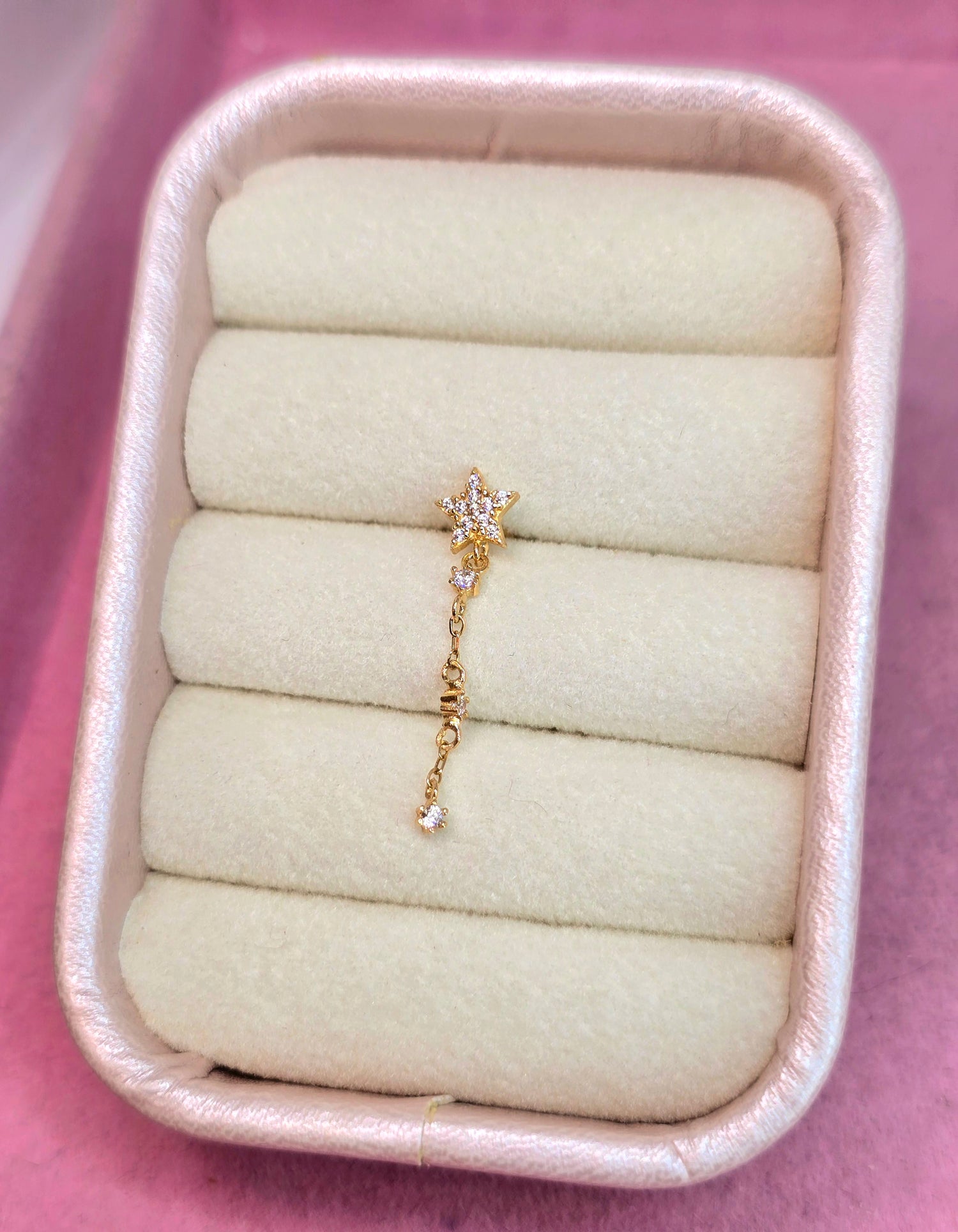 14K Piercing individual Estrella con cadena