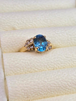 14k Anillo de Aquamarina y diamantes
