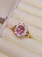 14k Anillo Paula de piedra rosada