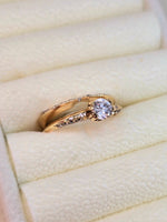 14K Par de anillos de oro con diamantes