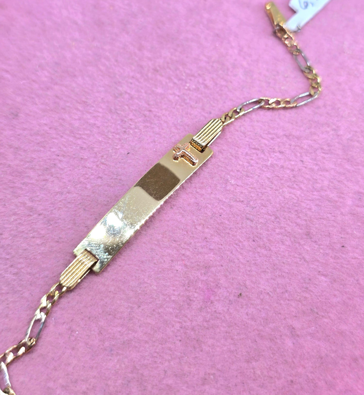 14K Pulsera con diseño de cruz