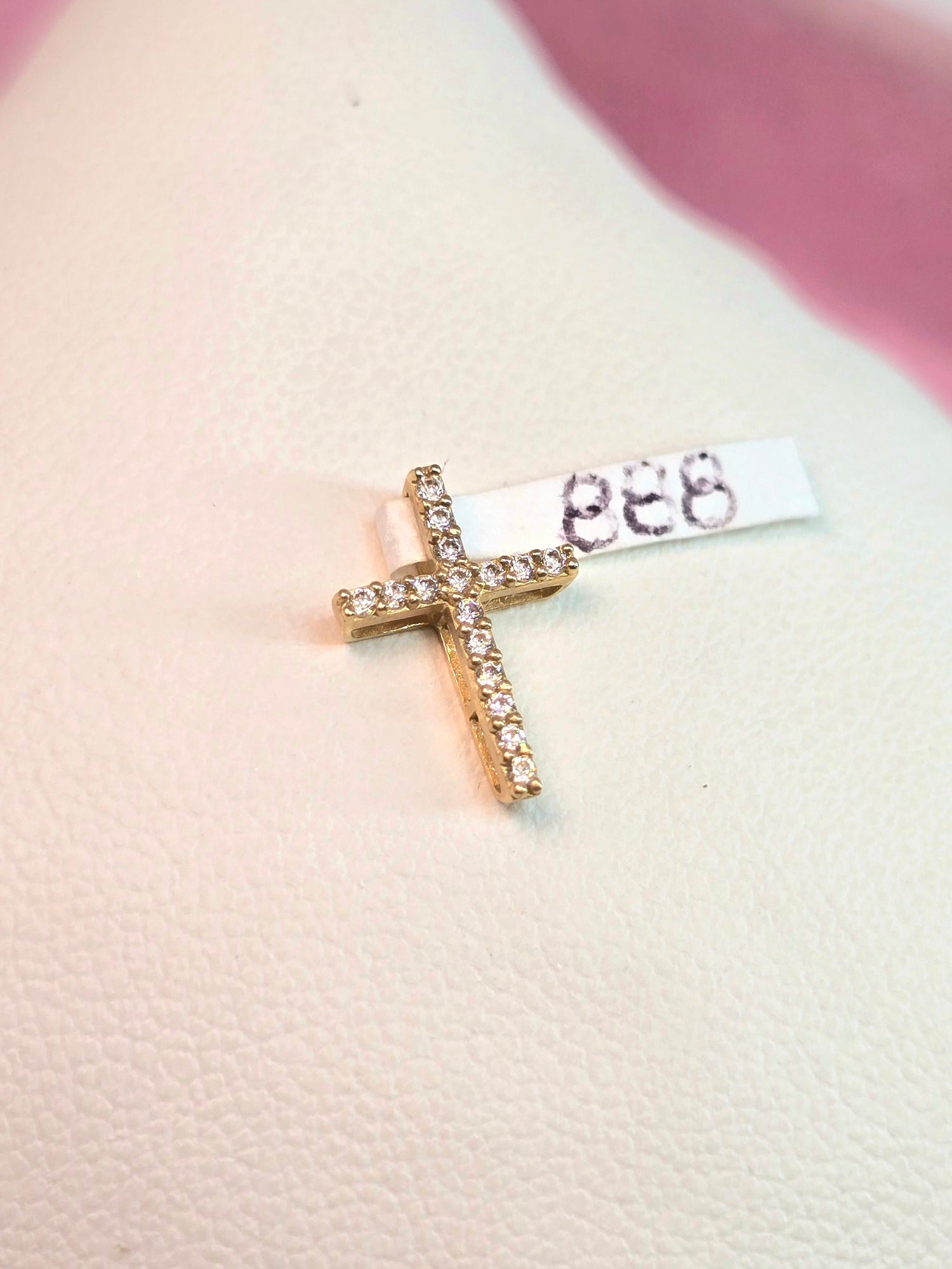 10K Dije en Cruz con circones