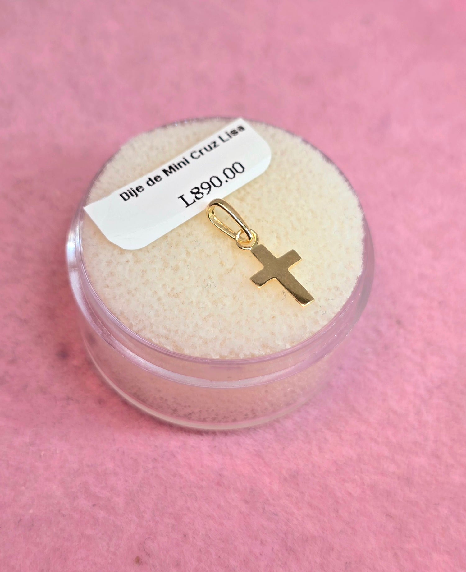 14K Dije de Cruz mini lisa