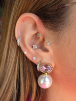 Brass studs cristal rosado