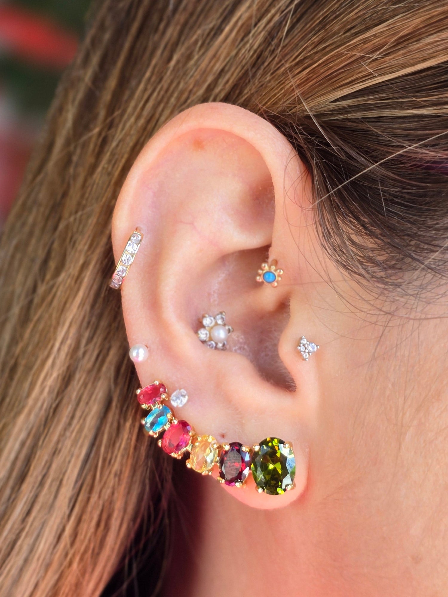 Brass earclimber multicolor