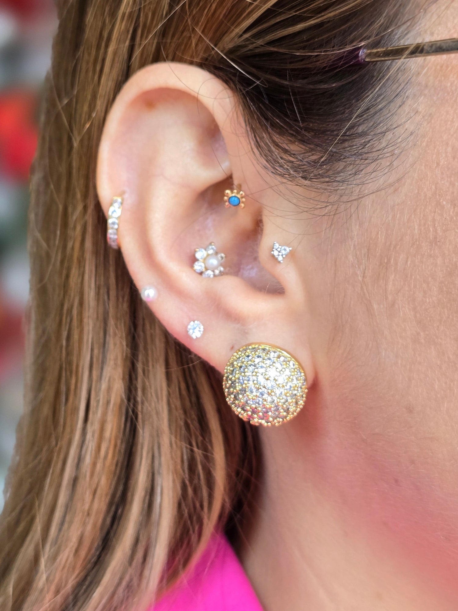 Brass media naranja de circones