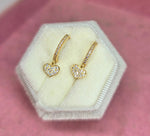 10k hoops corazon guindante de circones 9mm