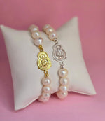 Pulsera Virgencita Silueta con perlas naturales 8mm