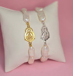 Pulsera Virgencita medalla silueta con Perla KESHI