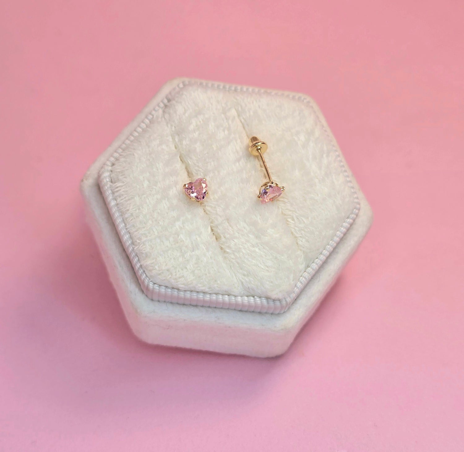 14k Arito Corazón 4mm rosado