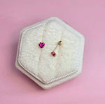 14k circon Corazón 4mm Fuscia