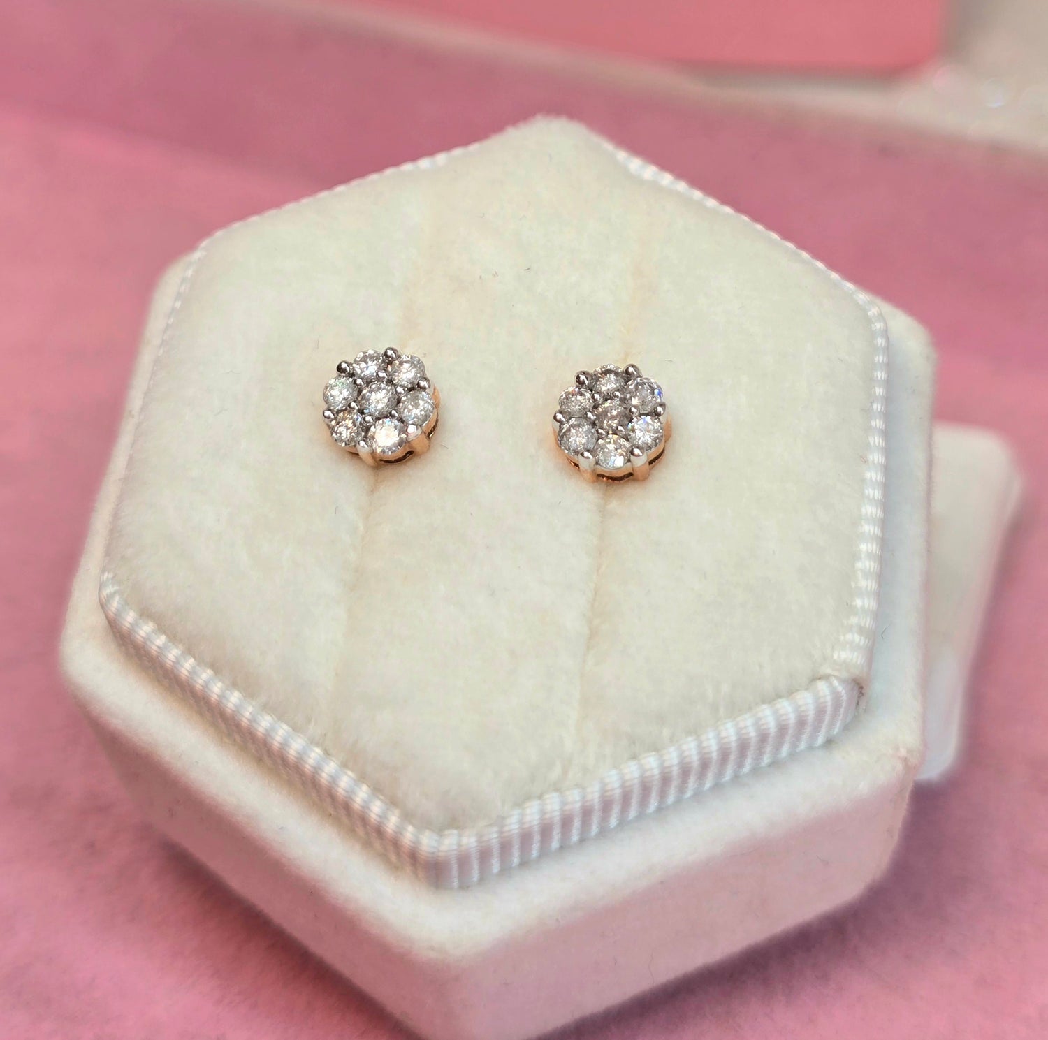 10K Stud Oro rosa con Diamantes