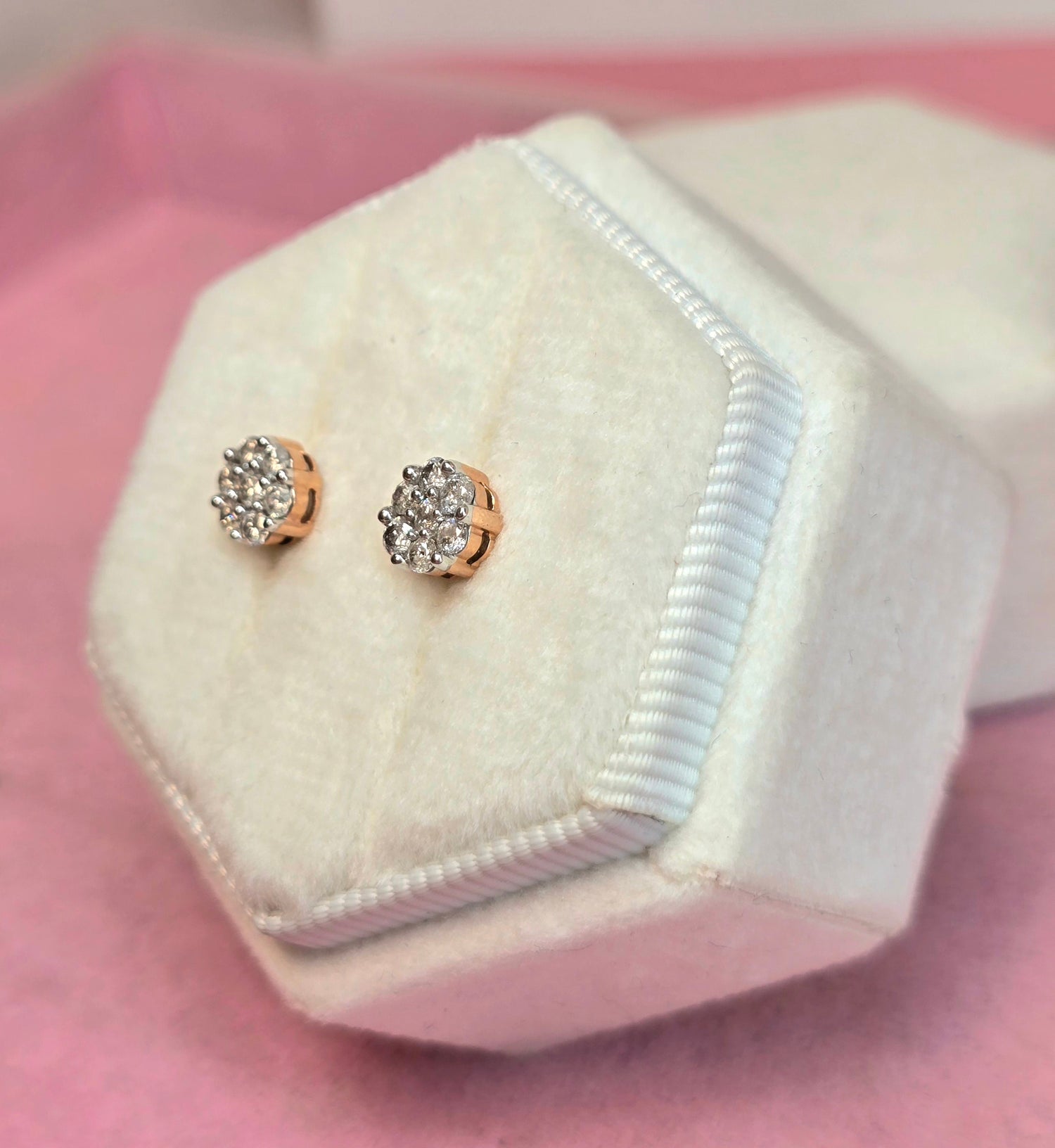 10K Stud Oro rosa con Diamantes