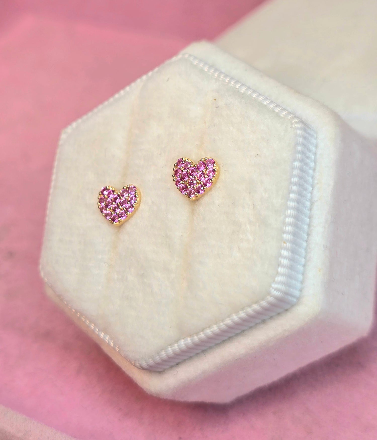 14k Corazón L en pink Circones