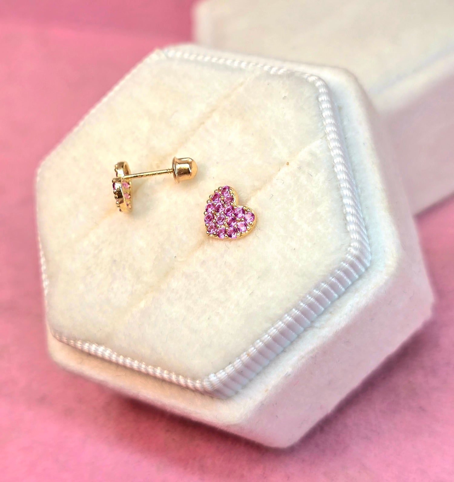 14k Corazón L en pink Circones