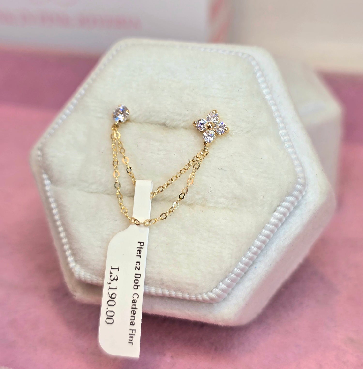 14K Piercing doble cadena