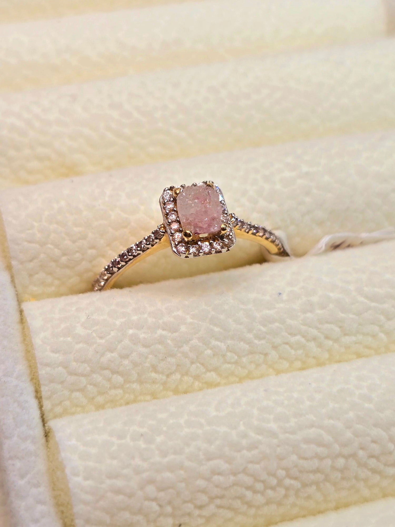 14K Anillo piedra Drizy de agata PINK