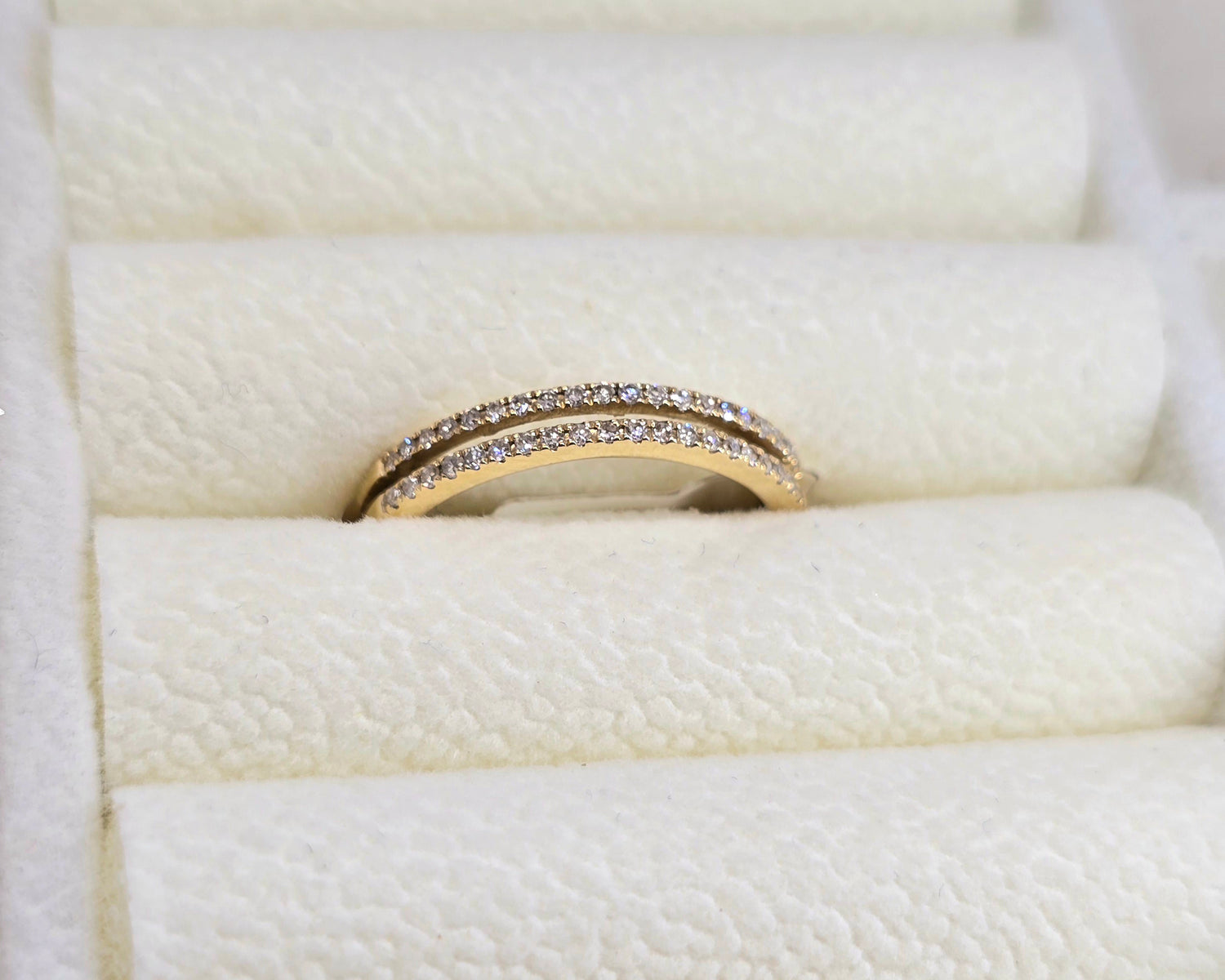 14k Anillo Diamante doblelin