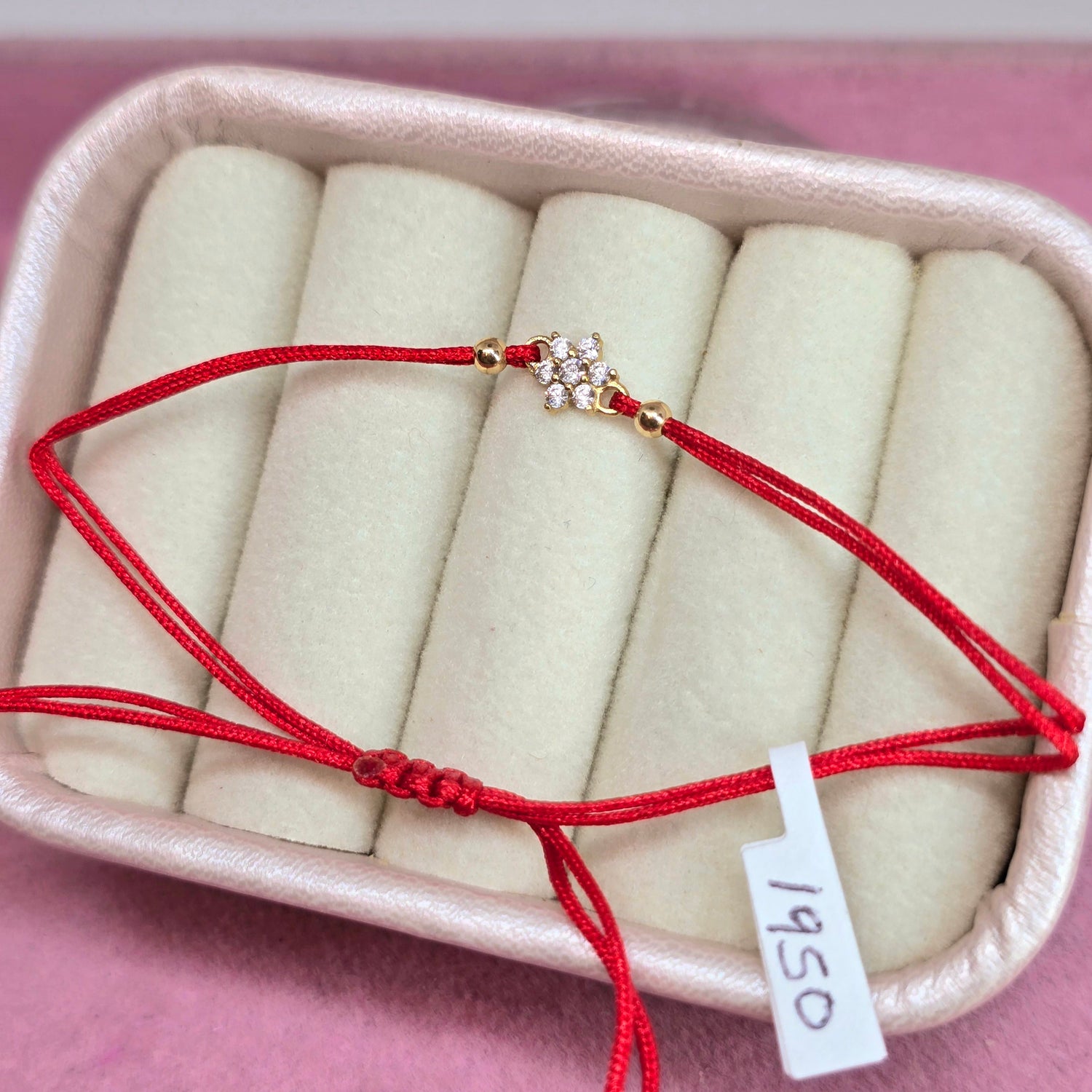 14K Pulsera de hilo con flor de circones