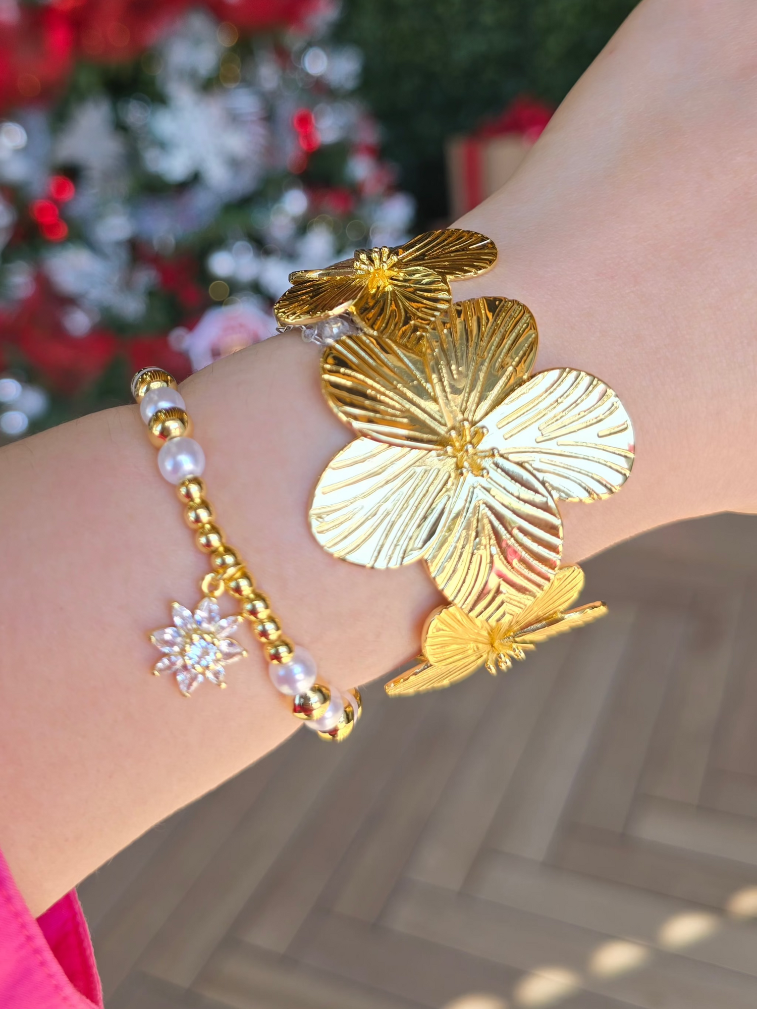 Pulsera Flor Grande Brass