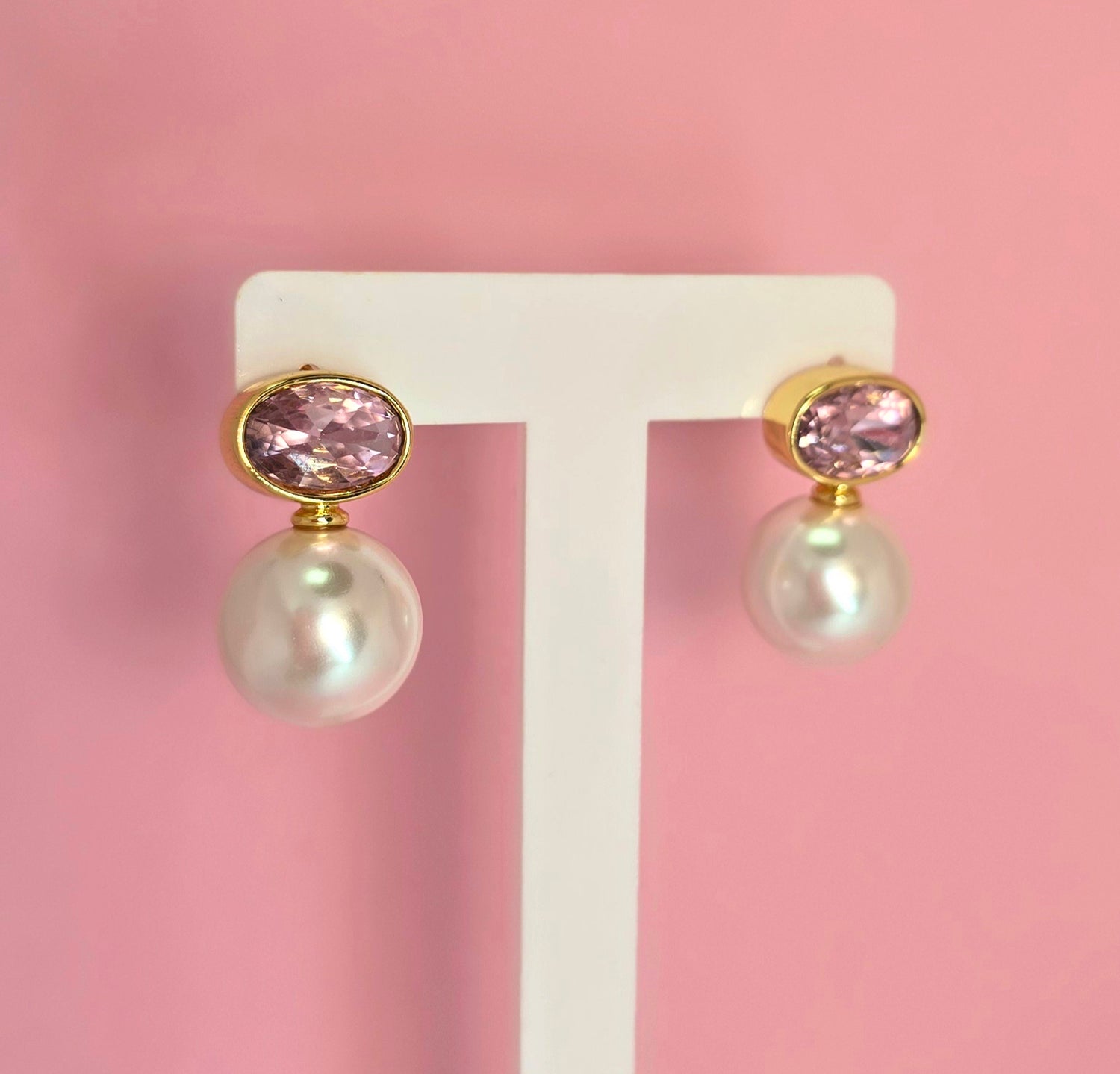 Brass studs cristal rosado