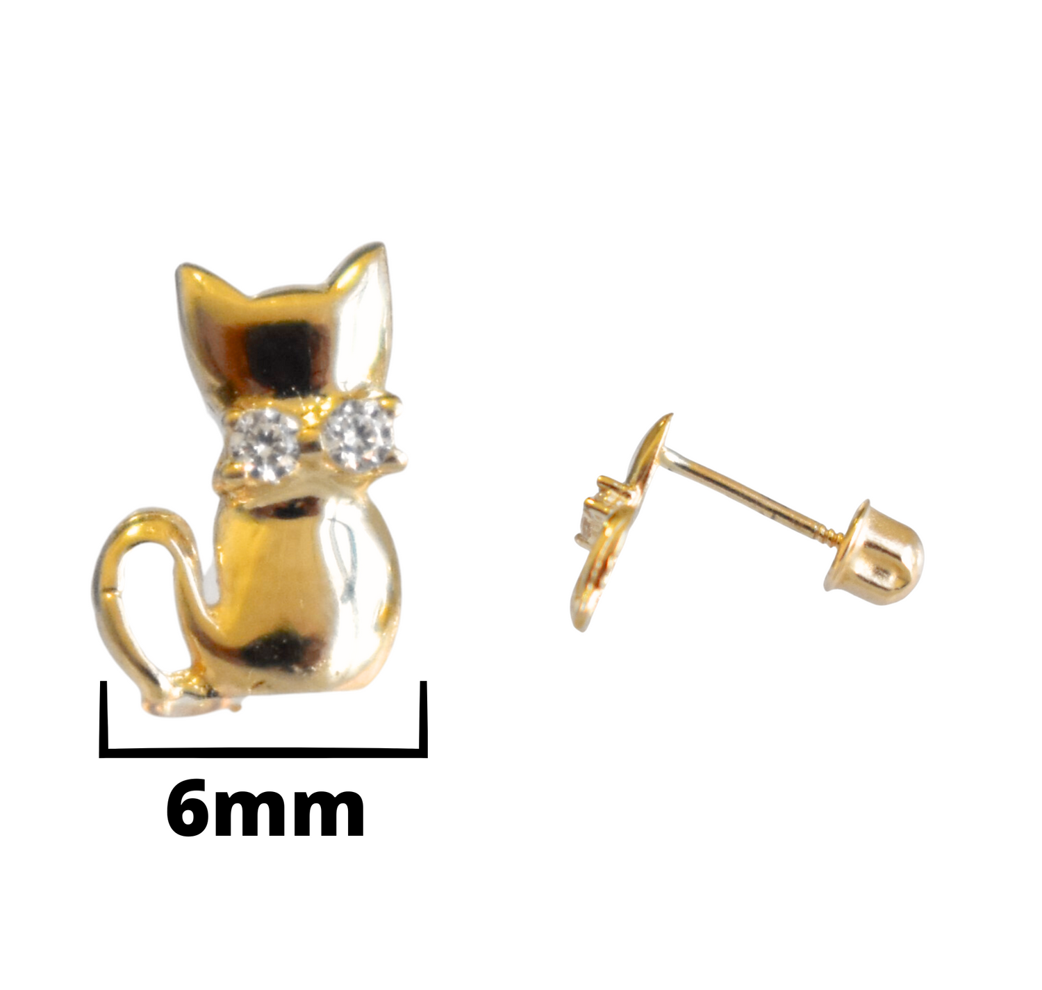 14K Gatito Liso con circones